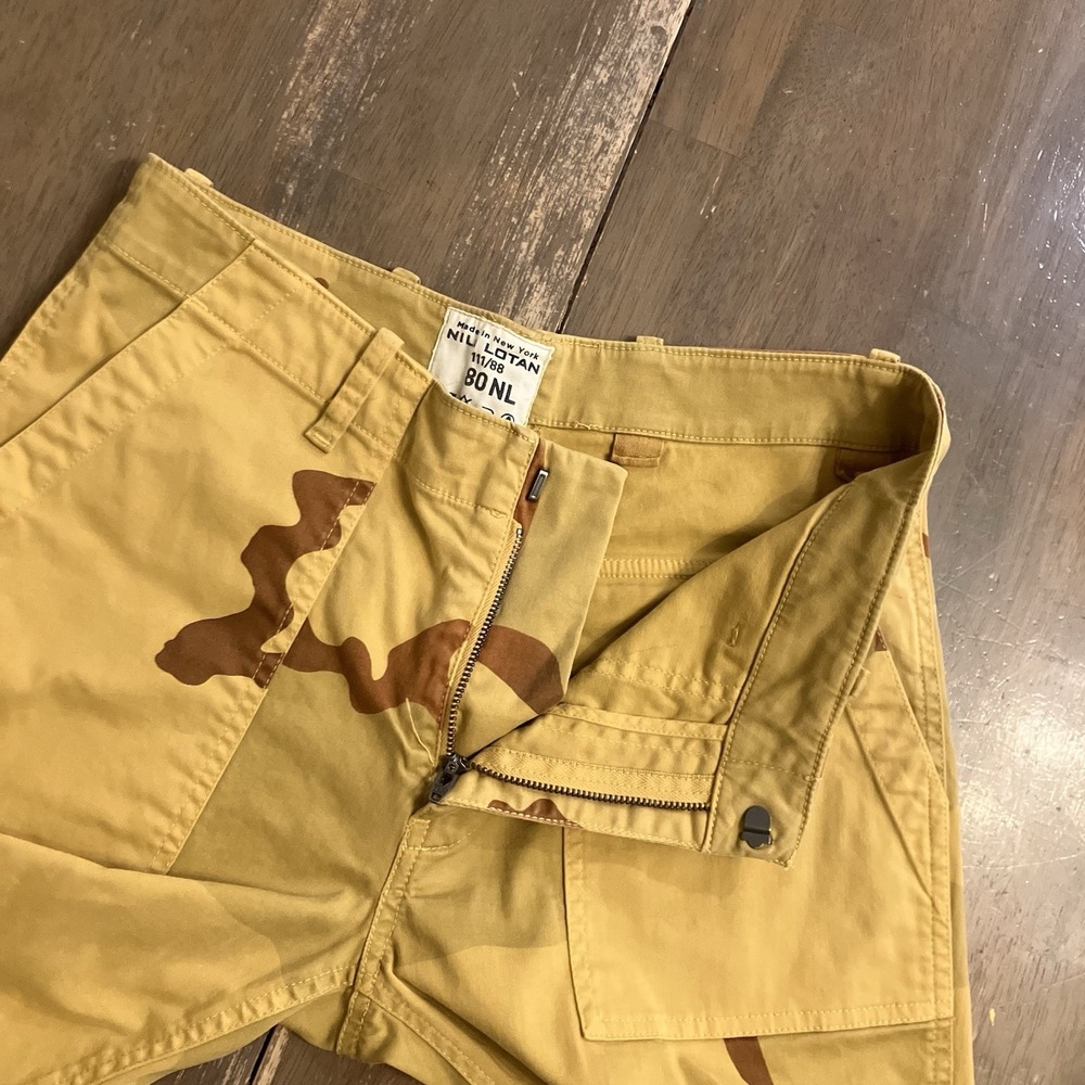 Nili Lotan New York Jenna Pants Womens 4 Yellow Camo Pocket Casual 29x27 Raw Hem - Picture 6 of 10